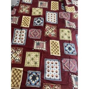 Cotton Fabric - Robert Kaufman "Yesteryear" Barn Quilt Print on Maroon - 5 Yds
